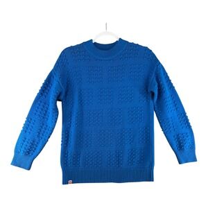 LEGO Collection Target‎ Blue Knit Sweater Textured Dot Pullover Womens Small